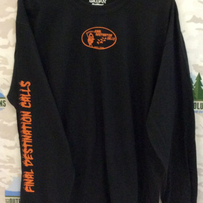 Black Long Sleeve Tee with Orange Logo from Final Destination Calls